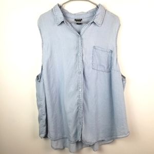 Torrid chambray button up tank top